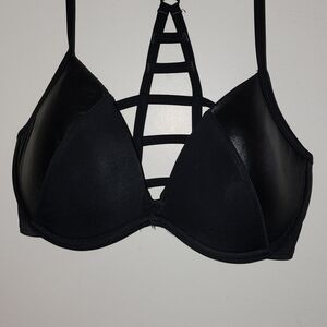 Victoria's Secret PINK Black and Bright Pink Sports Swim Bra